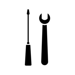 Service tool icon. Isolated flat gear symbol on white background