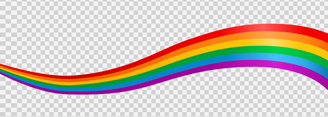 waving rainbow lgbt flag isolated on png or transparent background, symbol of lgbt gay pride,vector 