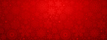 Christmas Illustration With Various Small Snowflakes On Gradient Background In Red Colors
