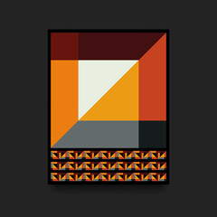 Poster - Geometric Poster in Swiss Style. Orange Warm Colors. Vector illustration