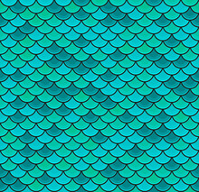 Fish Scales Blue Color Seamless Pattern. Vector