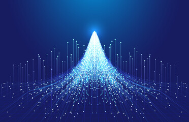 Poster - Point and line particles converge in the shape of snow and ice peaks.