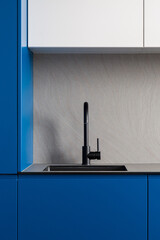 Wall Mural - Close-up on modern black kitchen tap