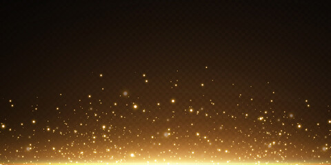 Poster - Christmas background. Powder dust light PNG. Magic shining gold dust. Fine, shiny dust bokeh particles fall off slightly. Fantastic shimmer effect. Vector illustrator.	