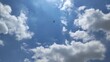 きれいな青空と雲と飛行機　壁紙イメージ　空　背景素材　Beautiful blue sky, clouds and airplane wallpaper image sky background material