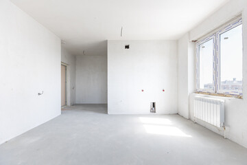  interior of the apartment without decoration in gray colors