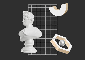 Wall Mural - vapor wave greek geometric shape style fururistic background fasion concept.