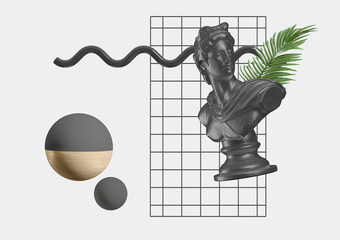Wall Mural - vapor wave greek geometric shape style fururistic background fasion concept.