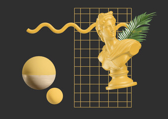 Wall Mural - vapor wave greek geometric shape style fururistic background fasion concept.