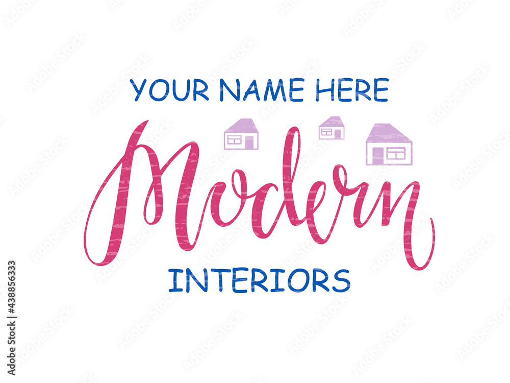 Vector illustration of modern interiors lettering for banner, leaflet ...