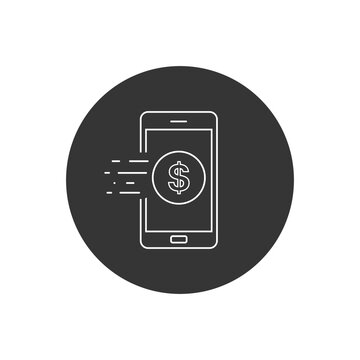 Mobile banking line white icon in trendy flat style design. Vector graphic illustration. Suitable for website design, logo, app, and ui