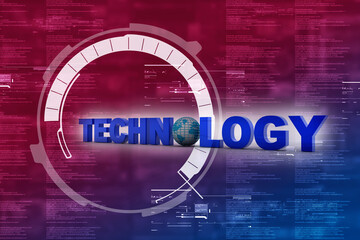 Poster - 
3d illustration technology  with globe background
