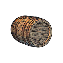 Wall Mural - old wooden barrel with stopper lying on its sidehand drawn vector illustrations.