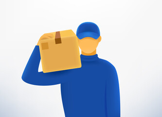 Aufkleber - Delivery service concept. The courier with the box