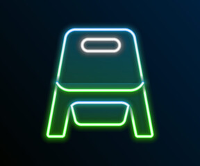 Sticker - Glowing neon line Baby potty icon isolated on black background. Chamber pot. Colorful outline concept. Vector