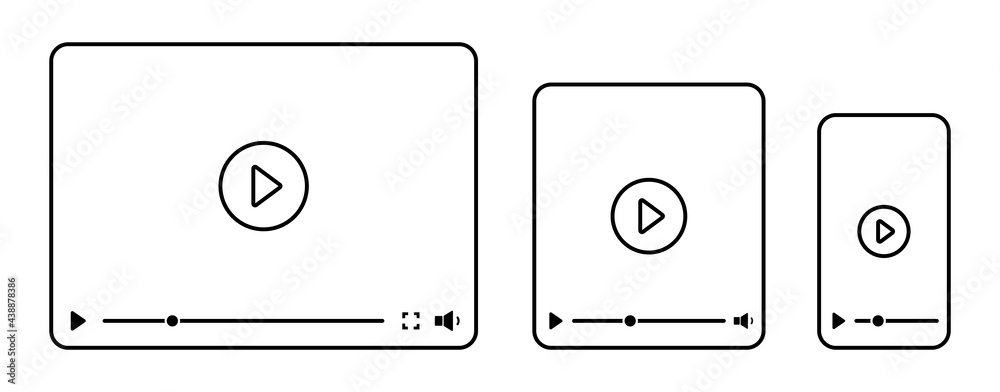 Video player interface for different devices mobile, laptop and tablet ...