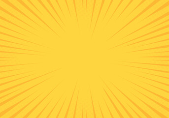 Wall Mural - pop art comic yellow background. summer backdrop. sunbeam pattern yellow colored. vintage vector hal