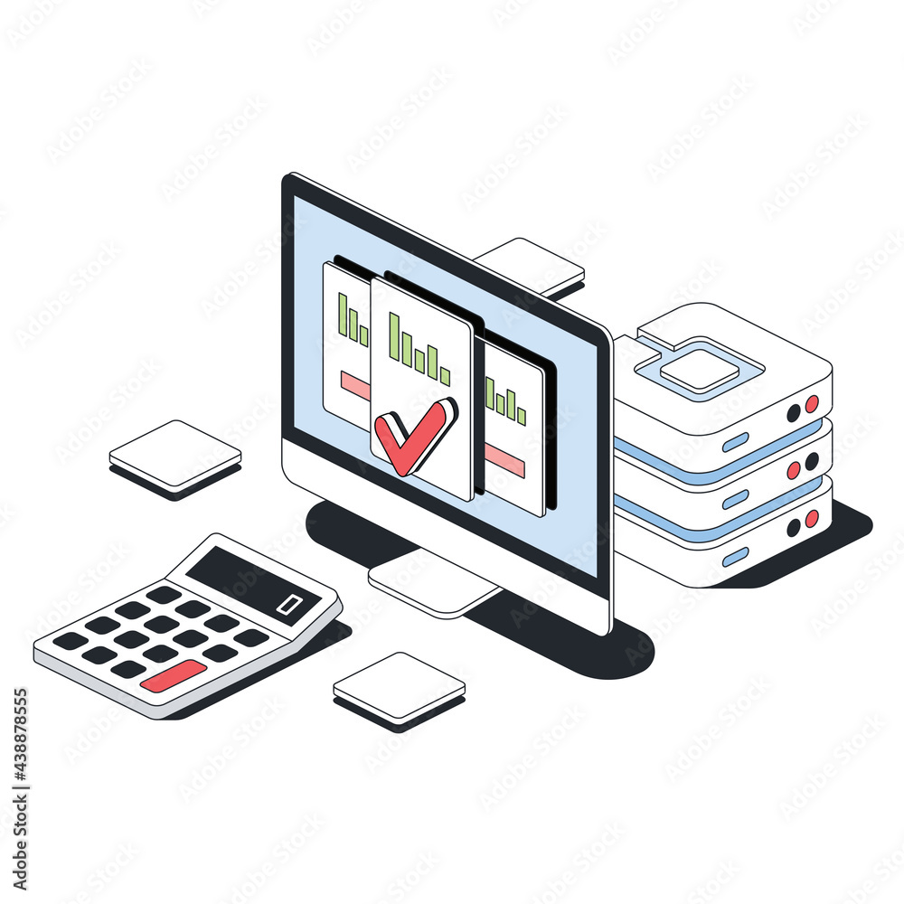 Tariff selection, server hosting, calculator. Vector 3d line isometric ...