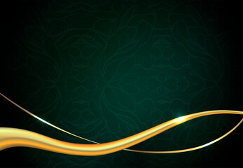 Luxury vector background. Gold pattern on a green background.
