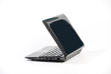 Aufkleber - Small ten inch Laptop  isolated on white background - Side view with clipping path
