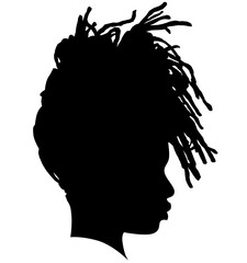 Black Girl African American female, African woman profile picture. Black woman from the side with afroharren. African American afro hair tied Dreadlocks Hairstyle. Dread Styles, dreadlock styles.