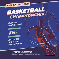 Wall Mural - basketball championship retro design template