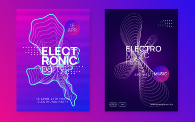 Night music flyer. Electro dance dj. Electronic sound fest. Techno trance party. Club event poster.