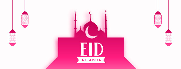 eid al adha muslim holiday festival pink banner