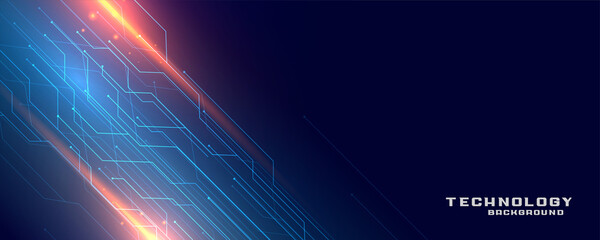 digital technology circuit lines banner design