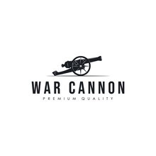 Ancient Cannon Artillery Logo Vintage Illustration Template Icon Graphic Design. Gun Or Weapon Sign Or Symbol For Military Equipment