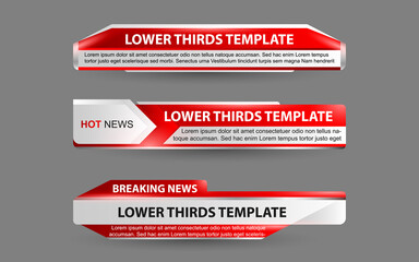 set collection vector of broadcast news lower thirds template layout design banner for bar headline 