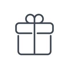 Poster - Present box line icon. Gift with bow vector outline sign.