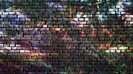 Wall Mural - colorful graffiti on a brick wall as a dark background