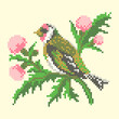 vector art embroidery bird and flowers