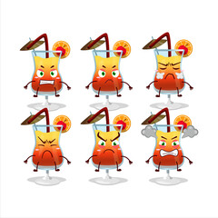 Wall Mural - Tequila sunrise cartoon character with various angry expressions