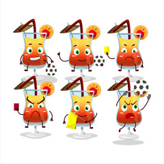 Wall Mural - Tequila sunrise cartoon character working as a Football referee