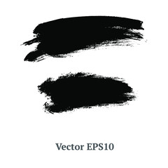 Sticker - brush strokes watercolor background. Vector black paint