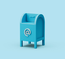 Simple Postbox Icon 3d Render Illustration In Pastel Blue Background