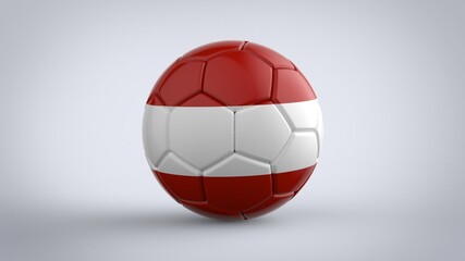 UEFA Euro championship 2020 football tournament realistic soccer game ball with national flag of Austria isolated on solid white background 3d rendering image