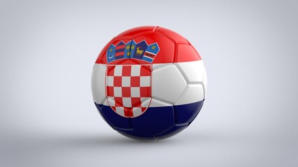 UEFA Euro championship 2020 football tournament realistic soccer game ball with national flag of Croatia isolated on solid white background 3d rendering image