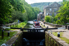 The Rochdale Canal At Hebden Bridge, Yorkshire.