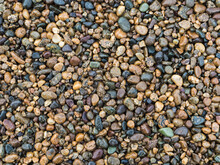 Texture: Many Small Stones Of Different Colors Close-up - Decorative Fence