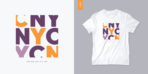 Wall Mural - New York City letter t-shirt design, poster, typography. Vector illustration