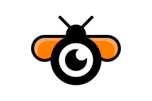 Double Meaning Logo Design Combination Of Bee And Camera Lens