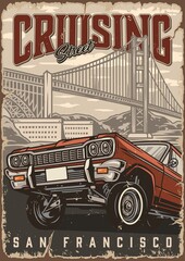 Poster - Custom american cars vintage poster