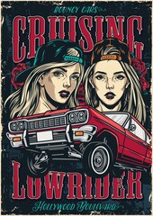 Poster - Custom lowrider car vintage colorful poster