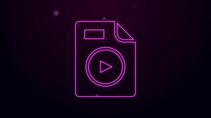 Poster - Glowing neon line AVI file document. Download avi button icon isolated on black background. AVI file symbol. 4K Video motion graphic animation