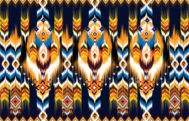 Ikat geometric folklore ornament. Tribal ethnic vector texture. 
Seamless striped pattern in Aztec style. Figure tribal embroidery. 
Indian, Scandinavian, Gyp
sy, Mexican, folk pattern.