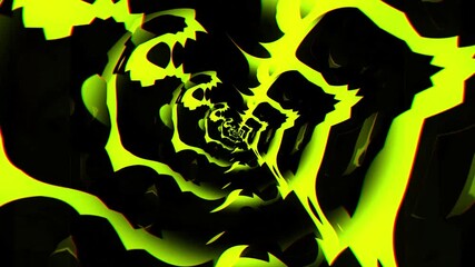 Poster - Kaleidoscopic pattern with abstract transforming psychedelic shapes. Animation. Beautiful ornament creating bright moving tunnel, seamless loop.