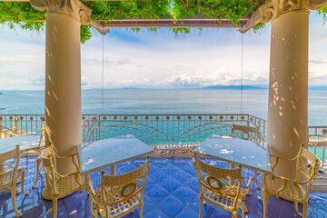 Wall Mural - Beautiful terrace by the sea in Sorrento